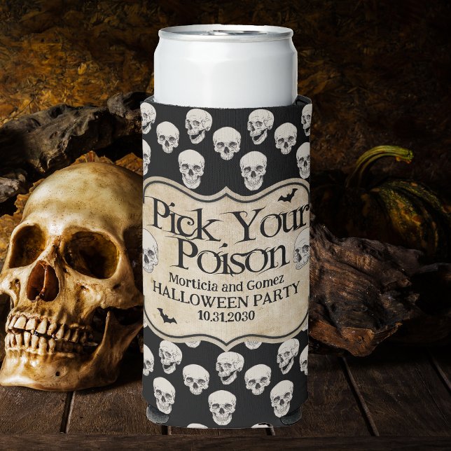 Vintage Adult Halloween Personalized Apothecary Seltzer Can Cooler (Creator Uploaded)