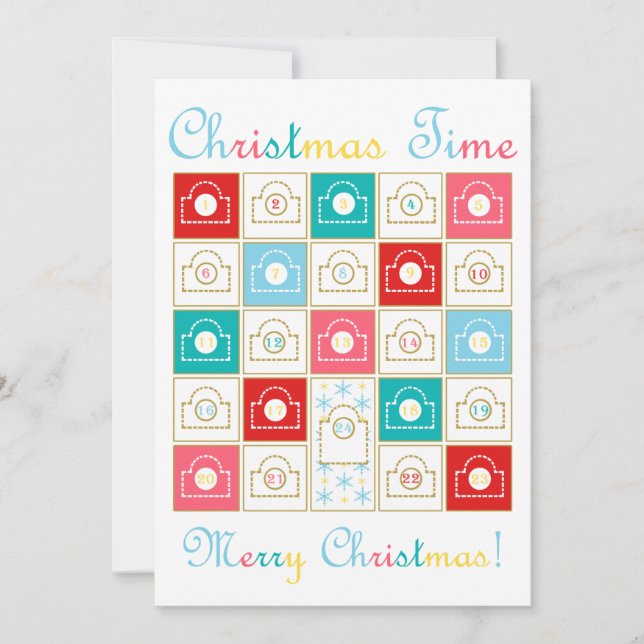 Vintage Advent Calendar Holiday Card (Front)