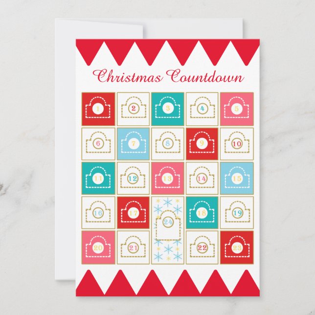 Vintage Advent Calendar Personalize Holiday Card (Front)