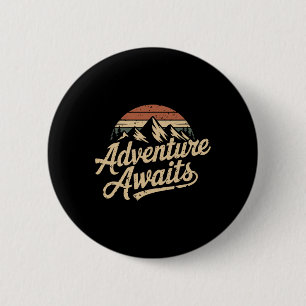 Vintage Adventure Awaits Outdoor Mountains Nature 2 Inch Round Button