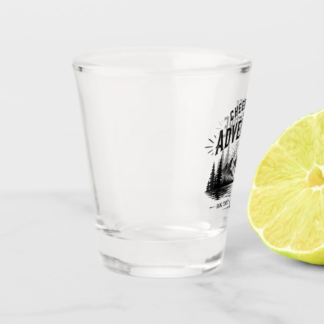 Vintage Adventure Awaits Shot Glass Design (Left)