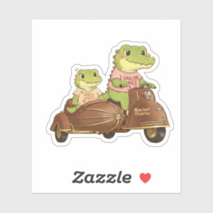 Vintage Adventure Crocodiles on Scooter Sticker