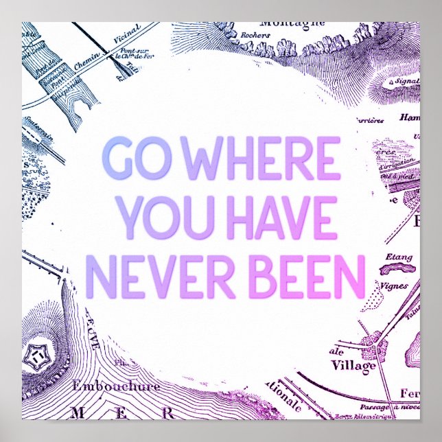 Vintage Adventure Explore Map Travel Poster (Front)