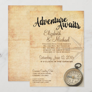 Vintage Adventure Travel Wedding Invitation