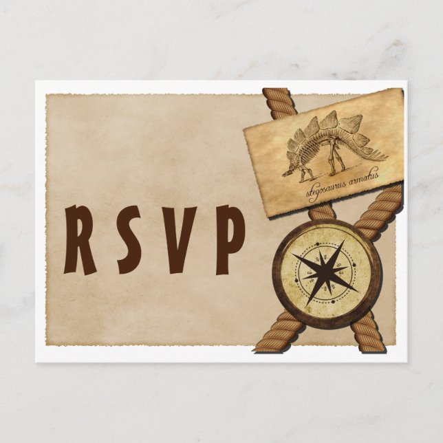 Vintage Adventure Wedding RSVP Postcard (Front)