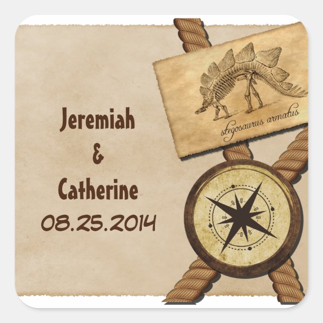 Vintage Adventure Wedding Stickers (Front)