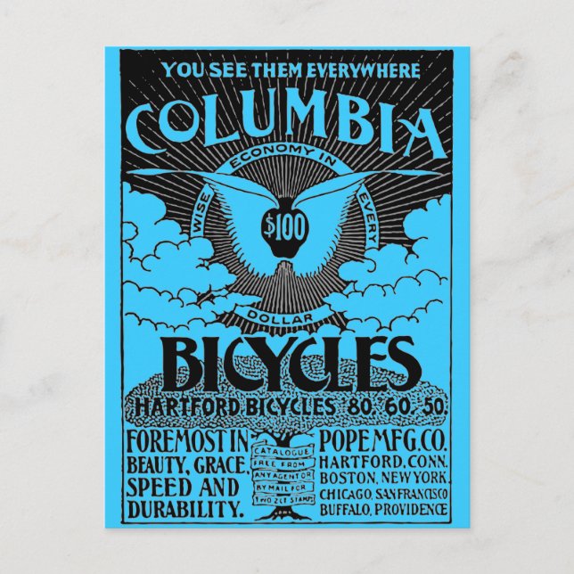 Vintage Advertisement - Columbia Bicycles Postcard (Front)