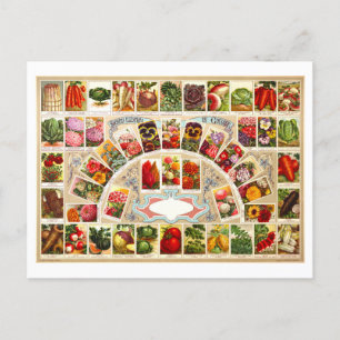 Vintage Advertisement for Produce & Flower Seeds Postcard