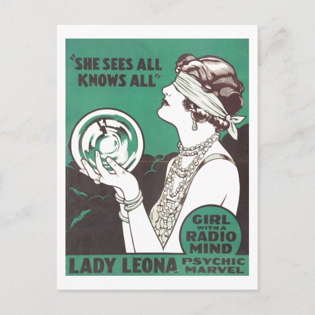Vintage Advertisement for Psychic Lady Leona Postcard (Front)