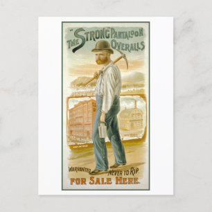 Vintage Advertisement for Strong Overalls Postcard