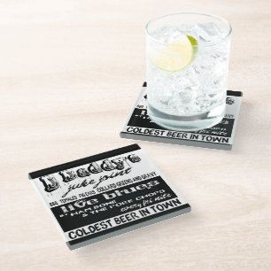 Vintage Advertising Blues Music Glass Coaster