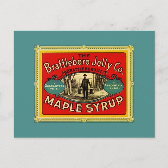 Vintage Advertising Label Vermont Maple Syrup Holiday Postcard (Front)