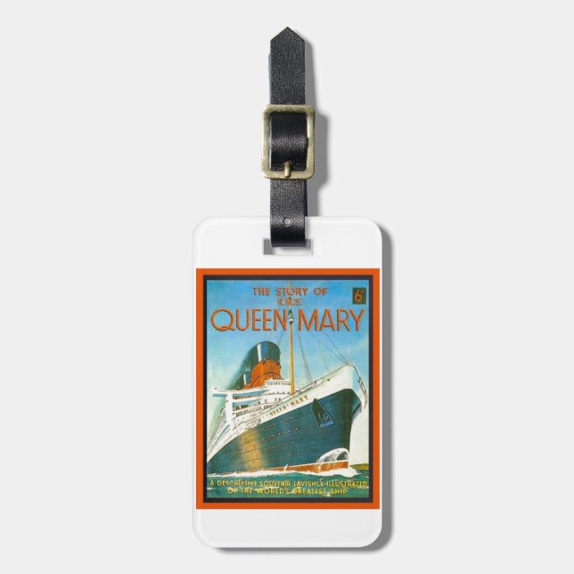 Vintage advertising, RMS Queen Mary Luggage Tag (Front Vertical)
