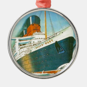 Vintage advertising, RMS Queen Mary Metal Ornament