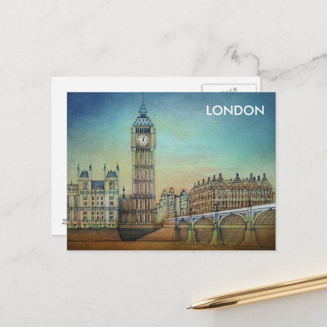 Vintage Advertising Travel Guide to London England Postcard (Front/Back In Situ)