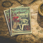Vintage Advertising Travel Guide to London England Postcard<br><div class="desc">An antique book cover from the 1800's, this cool Victorian era image of a man and woman studying a map of the London area, dressed to the nines in the style of the day. He is sitting on their trunk luggage while she stands holding an umbrella in a vivid red...</div>