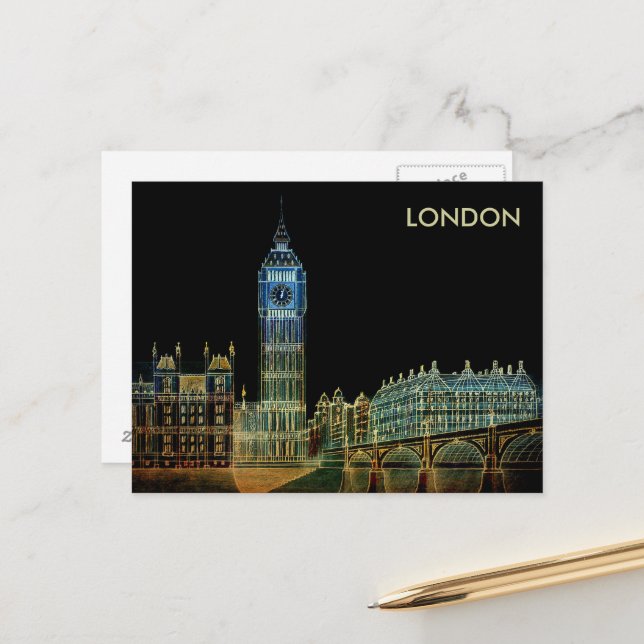 Vintage Advertising Travel Guide to London England Postcard (Front/Back In Situ)