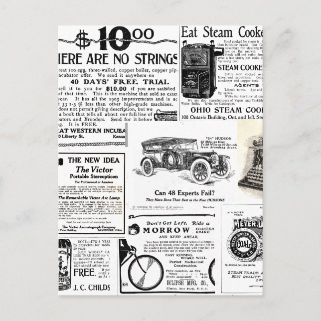 Vintage Advertisments Postcard (Front)