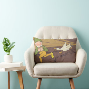 Vintage Aesop Fable Goose that Laid the Golden Egg Lumbar Pillow