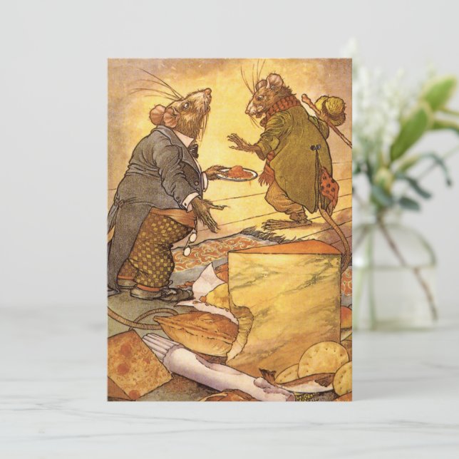 Vintage Aesop's Fable, Country Mouse, City Mouse (Standing Front)