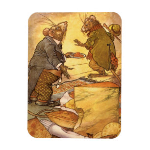 Vintage Aesop's Fable, Country Mouse, City Mouse Magnet