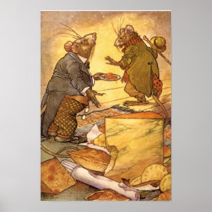 Vintage Aesop's Fable, Country Mouse, City Mouse Poster