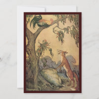 Vintage Aesop's Fables, Fox, Rooster and the Dog
