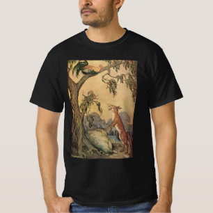 Vintage Aesop's Fables, Fox, Rooster and the Dog T-Shirt