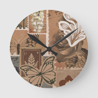 Vintage Aesthetic Brown Design Round Clock