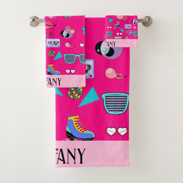 Vintage Aesthetic Pop Culture Design Bath Towel Set (Insitu)