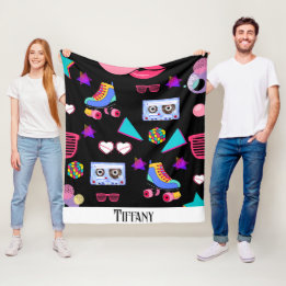 Vintage Aesthetic Pop Culture Design Fleece Blanket