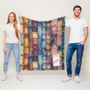 Vintage Aesthetic Stacked Books Fleece Blanket