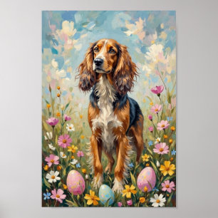 Vintage Afghan Hound Easter Meadow Art Poster