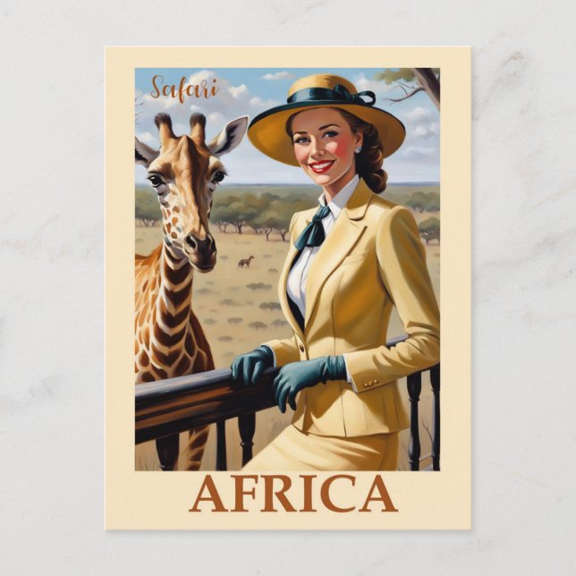 Vintage Africa African Safari Travel Postcard (Front)