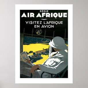Vintage Africa Airline Travel Poster