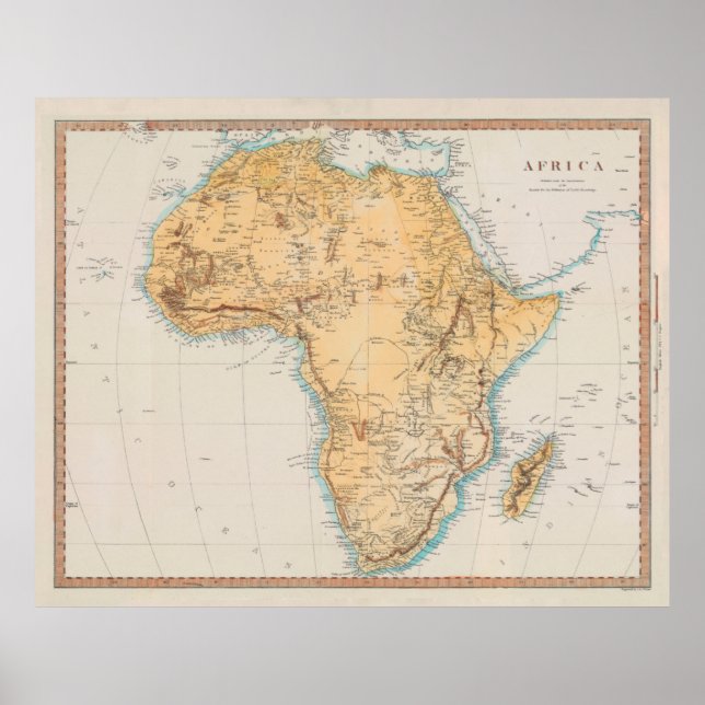 Vintage Africa Map (1830)  Poster (Front)