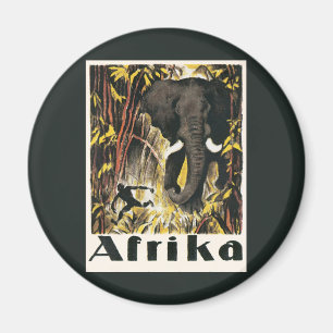 Vintage Africa Travel Poster, African Elephant Magnet