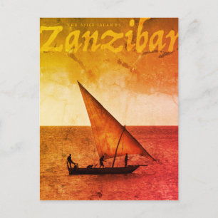 Vintage Africa Zanzibar travel Invitation Postcard