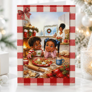 Vintage African American Christmas Cookie Kitchen Holiday Card