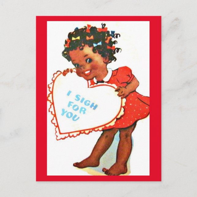 Vintage African American  Cute Valentine Postcard (Front)