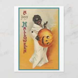 Vintage African American Halloween Holiday Postcard