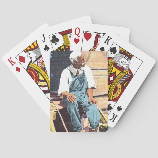 Vintage African American Man Playing Cards (Back)