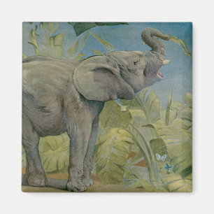 Vintage African Elephant in the Jungle, EJ Detmold Magnet