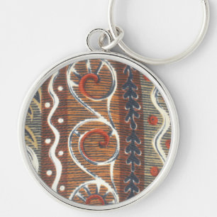 Vintage African Motif Art Print Keychain