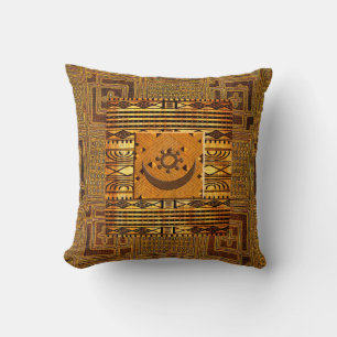 Vintage African Motif Throw Pillow