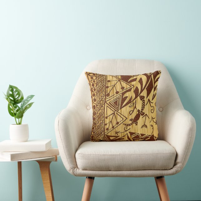 Vintage African Motif Throw Pillow (Chair)