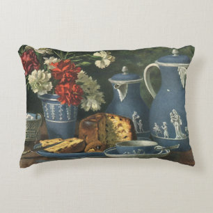 Vintage Afternoon Coffee, Cake, Tea and Flowers Accent Pillow