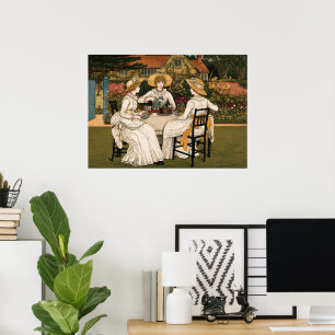 Vintage Afternoon Tea Party by Kate Greenaway Poster