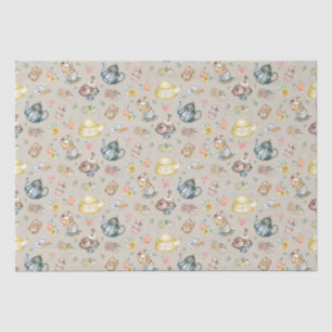 Vintage Afternoon Tea & Roses Pattern on Beige Tissue Paper