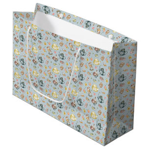 Vintage Afternoon Tea & Roses Pattern on Blue Large Gift Bag